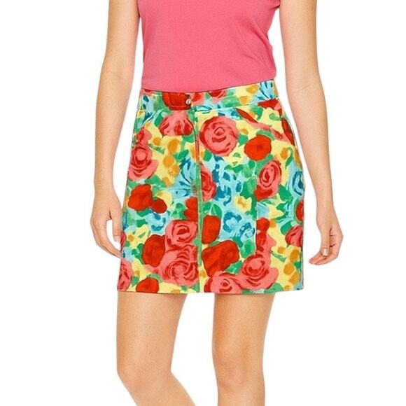 Talbots Pink Red Yellow Floral Casual Straight Pencil Stretch Skirt Women's 4 - Picture 11 of 11